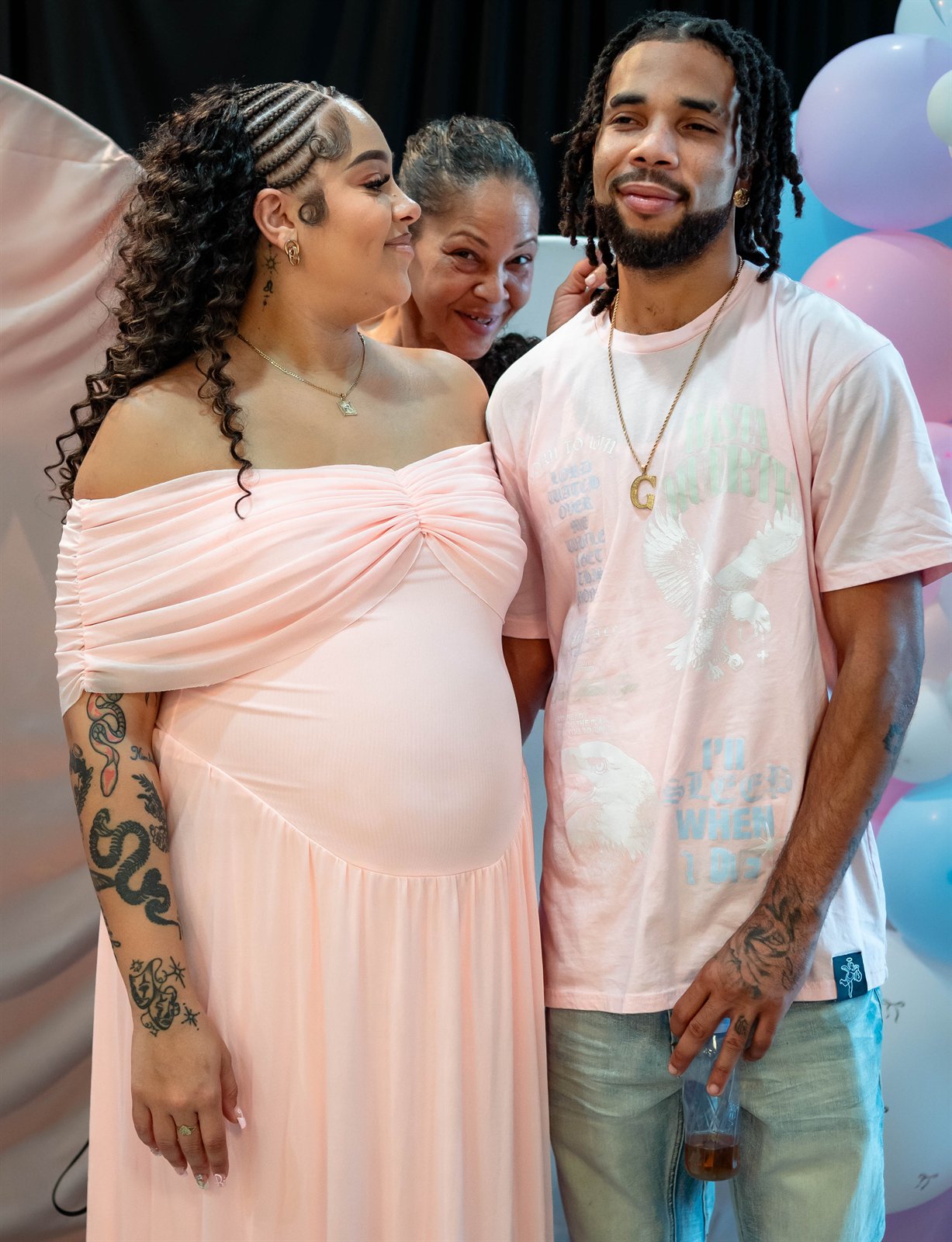 Couple at a baby shower